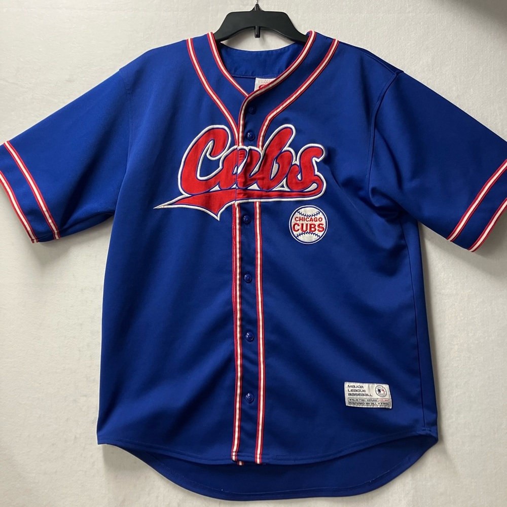 Chicago Cubs MLB Geniune Merchadise True Fan Blue Baseball Jersey Size Large